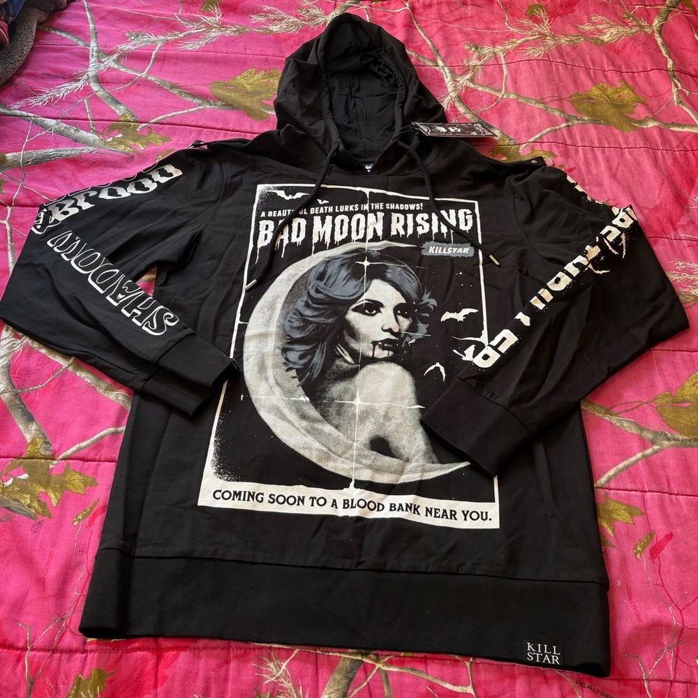 Killstar Black 'Bad Moon Rising' Graphic Hoodie - Picture 2 of 16